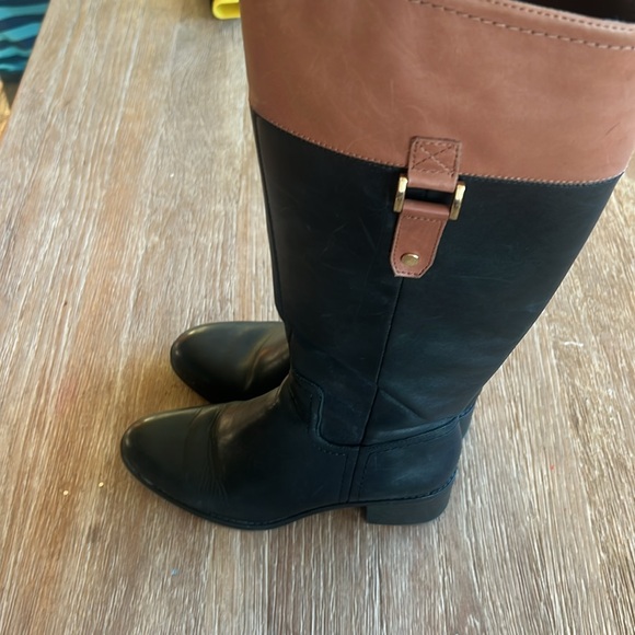 FRANCO SARTO “LIZBETH” BLACK BROWN KNEE HIGH LEATHER RIDING BOOTS EUC size 7.5 - Picture 15 of 16